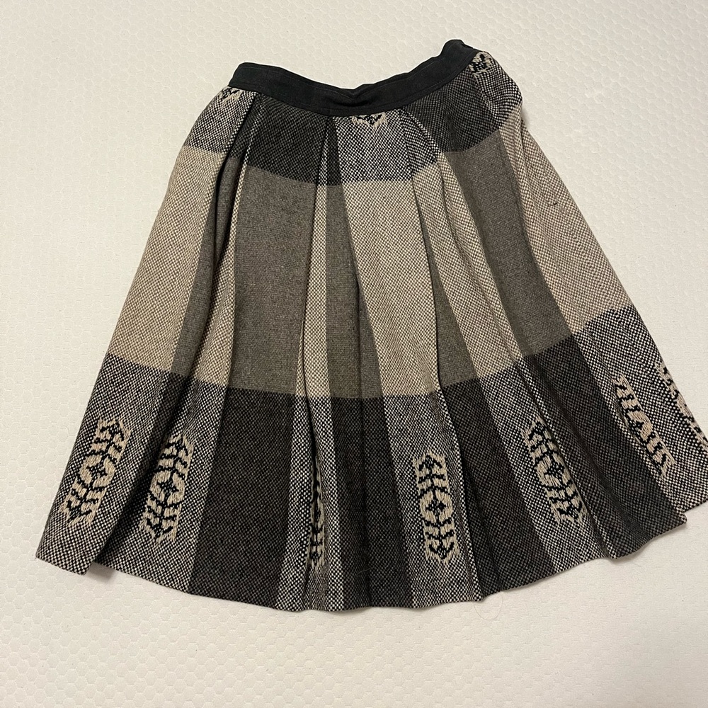 Vintage Pure Wool Pleated Grey Skirt
